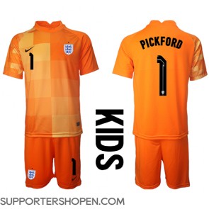 England Jordan Pickford #1 Målvakt Bortatröja Barn VM 2022 Kortärmad (+ korta byxor)